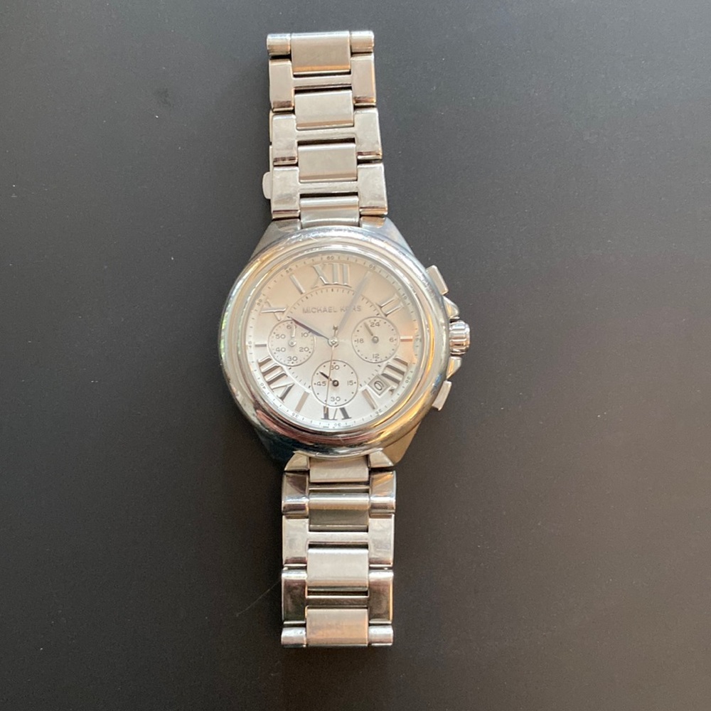 Michael Kors stainless steel silver chronograph watch
